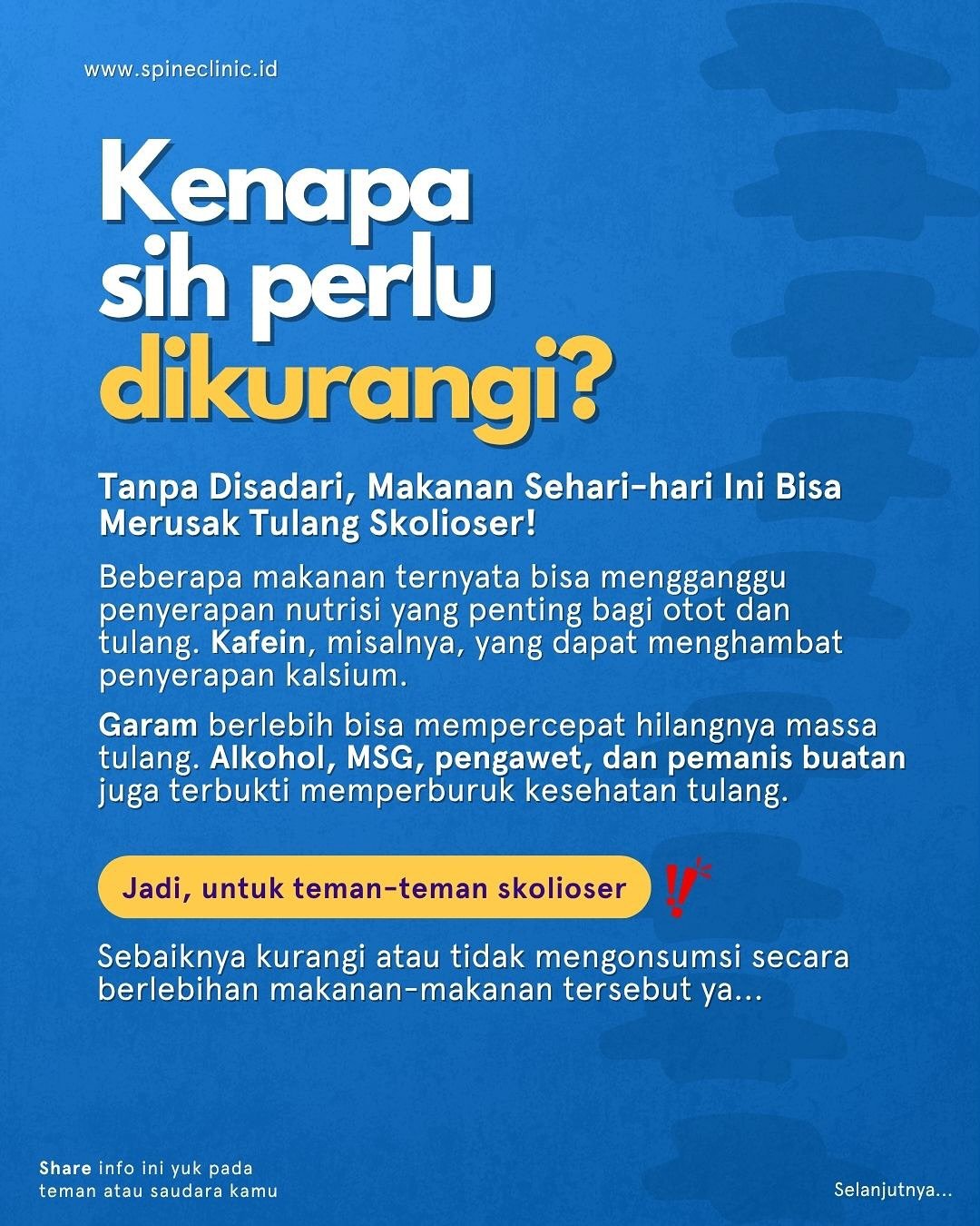 makanan yang perlu dikurangi untuk skolioser