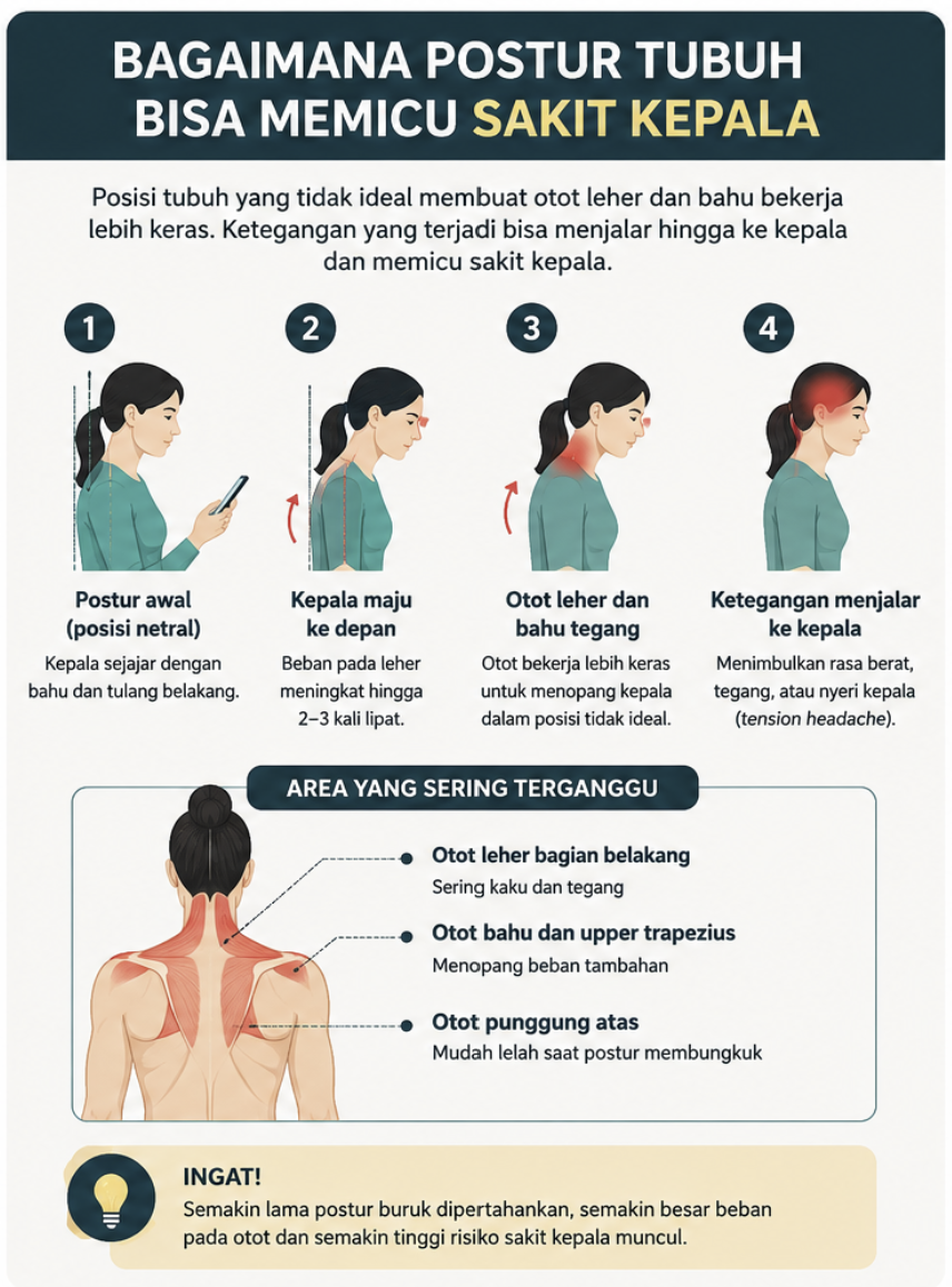 bagaimana postur tubuh dapat menyebabkan sakit kepala